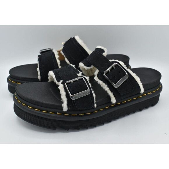 Dr Martens Mens Size 14 Myles Black Suede Buckle Slide‎ Sandals Shoes main image 5